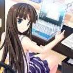 anime girl on her laptop