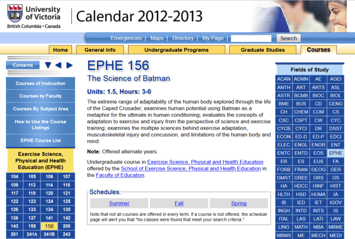 Batman College Course